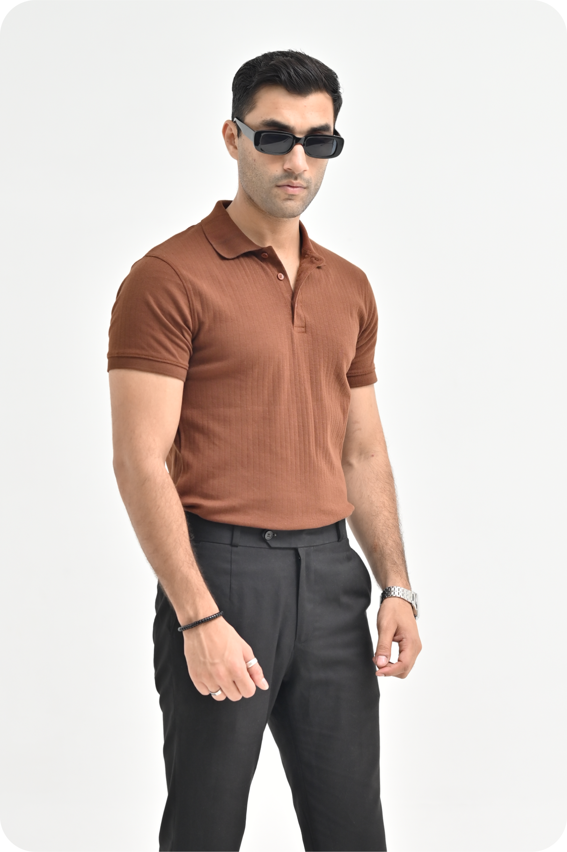 Brown Drop Needle Polo