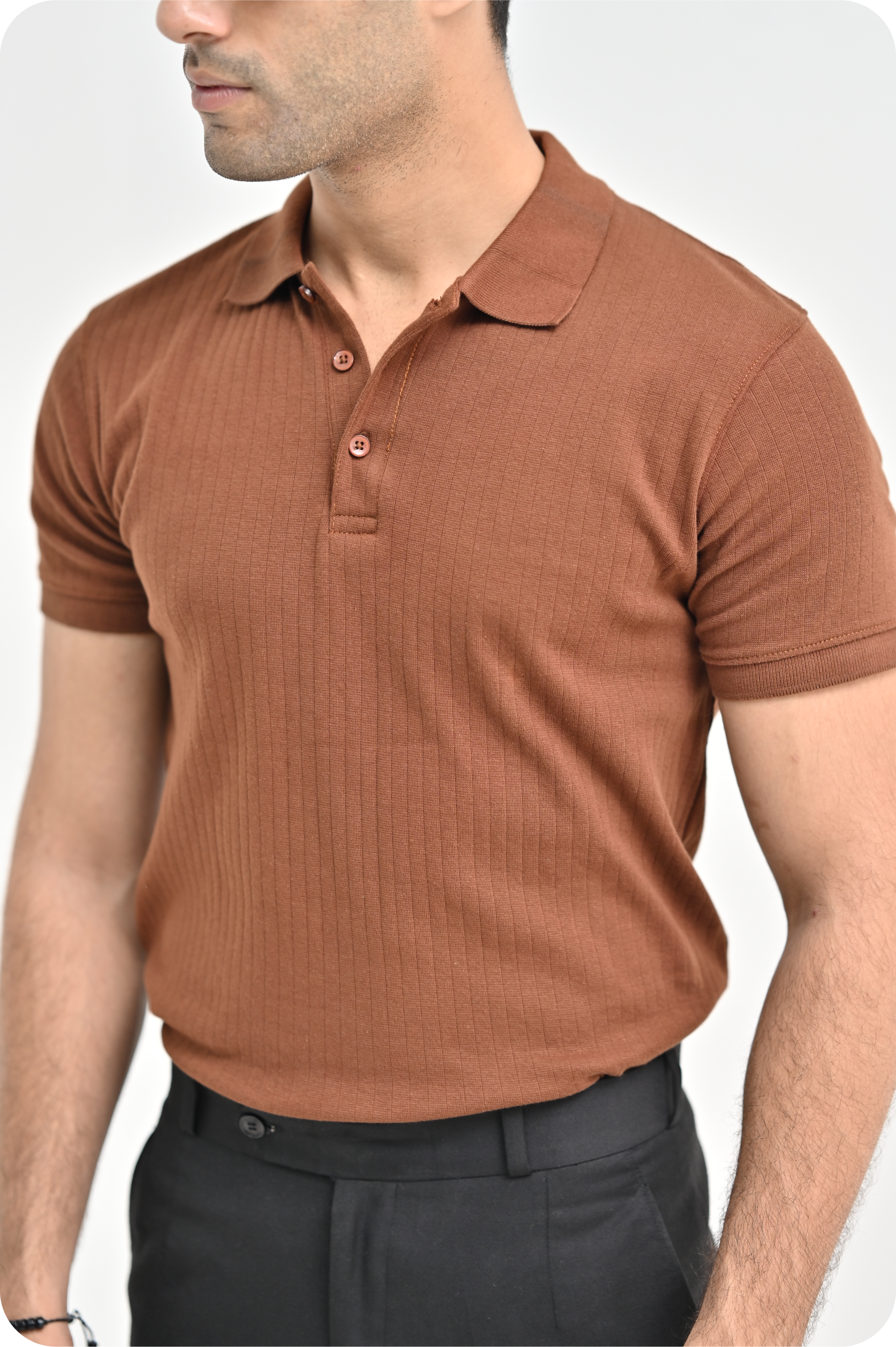 Brown Drop Needle Polo